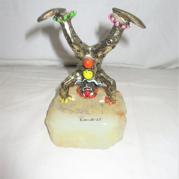 1985 RON LEE SIGNED CLOWN STANDING ON HEAD STATUE FIGURINE - Picture 1 of 6